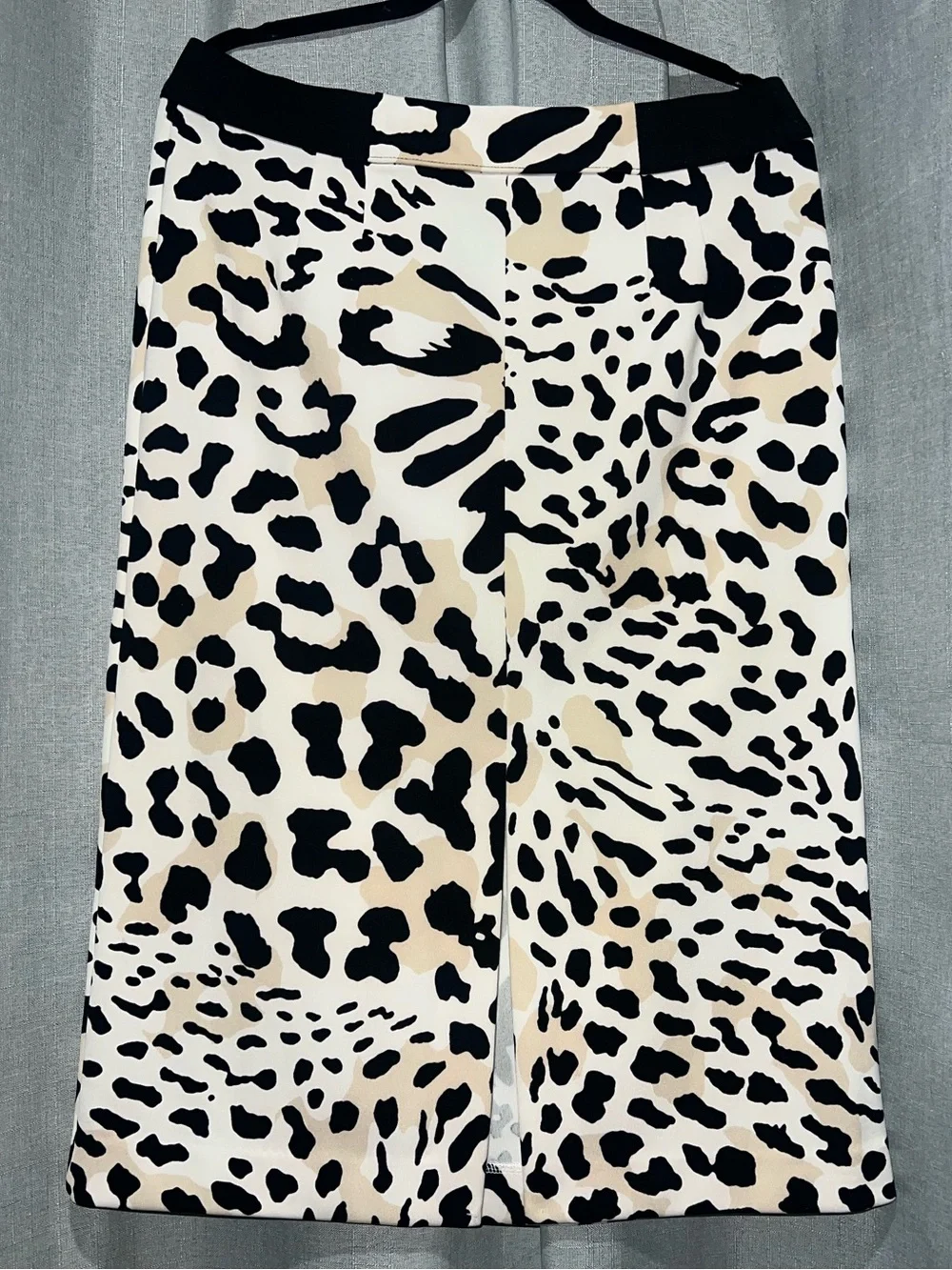 Worthington Size 14 Leopard Animal Print Pencil Skirt Black Beige